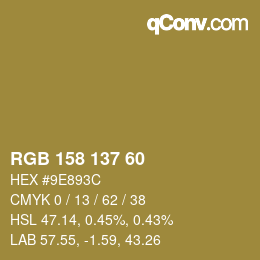 カラーコード: RGB 158 137 60 | qconv.com