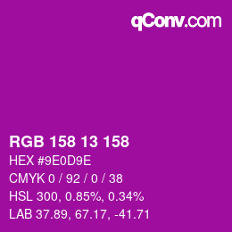 カラーコード: RGB 158 13 158 | qconv.com