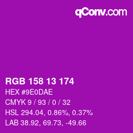 Color code: RGB 158 13 174 | qconv.com