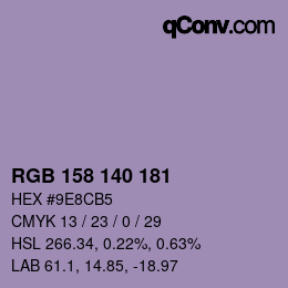 颜色代码: RGB 158 140 181 | qconv.com