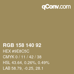 カラーコード: RGB 158 140 92 | qconv.com