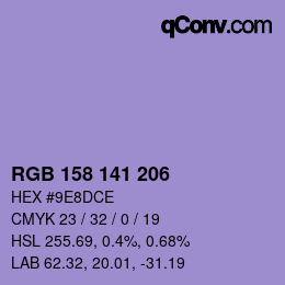Color code: RGB 158 141 206 | qconv.com