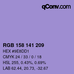Código de color: RGB 158 141 209 | qconv.com