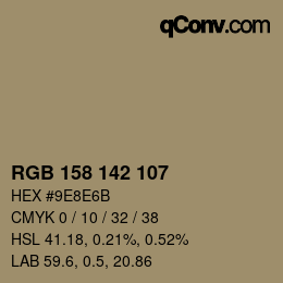 カラーコード: RGB 158 142 107 | qconv.com
