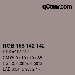 Color code: RGB 158 142 142 | qconv.com