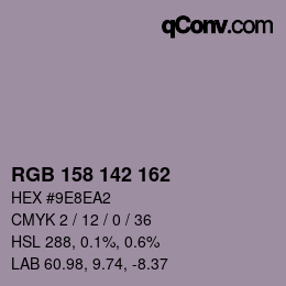 Color code: RGB 158 142 162 | qconv.com