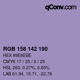 Código de color: RGB 158 142 190 | qconv.com