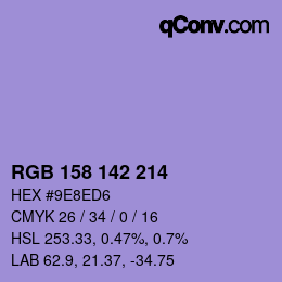 Color code: RGB 158 142 214 | qconv.com