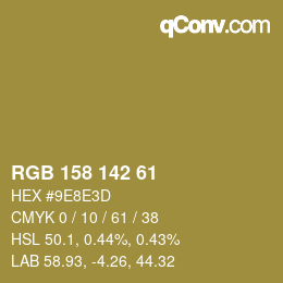 Código de color: RGB 158 142 61 | qconv.com