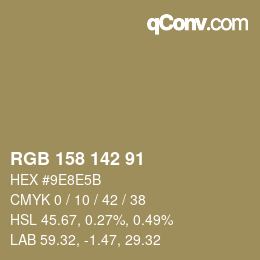 Color code: RGB 158 142 91 | qconv.com