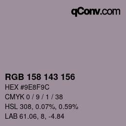 颜色代码: RGB 158 143 156 | qconv.com