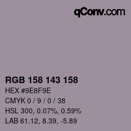 颜色代码: RGB 158 143 158 | qconv.com