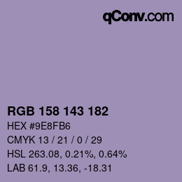 カラーコード: RGB 158 143 182 | qconv.com