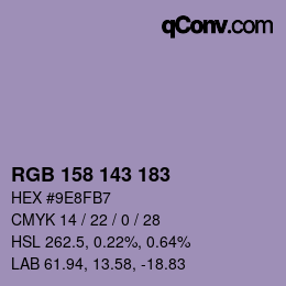 カラーコード: RGB 158 143 183 | qconv.com
