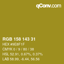 颜色代码: RGB 158 143 31 | qconv.com
