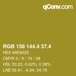 カラーコード: RGB 158 144.4 37.4 | qconv.com