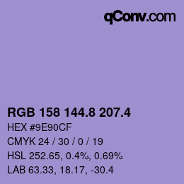 カラーコード: RGB 158 144.8 207.4 | qconv.com