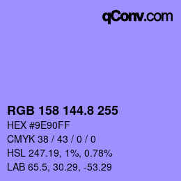 カラーコード: RGB 158 144.8 255 | qconv.com