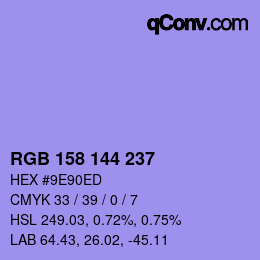 Color code: RGB 158 144 237 | qconv.com