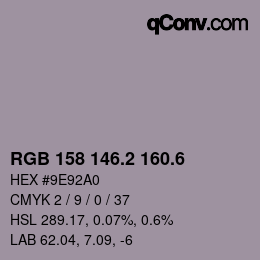 カラーコード: RGB 158 146.2 160.6 | qconv.com
