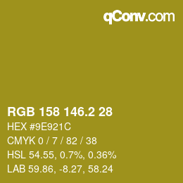 カラーコード: RGB 158 146.2 28 | qconv.com