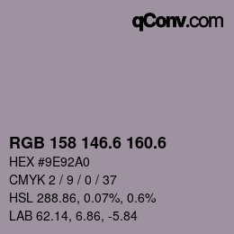 カラーコード: RGB 158 146.6 160.6 | qconv.com
