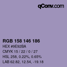 颜色代码: RGB 158 146 186 | qconv.com