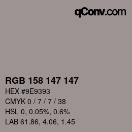 カラーコード: RGB 158 147 147 | qconv.com