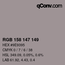 Código de color: RGB 158 147 149 | qconv.com