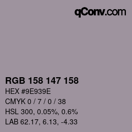 Color code: RGB 158 147 158 | qconv.com