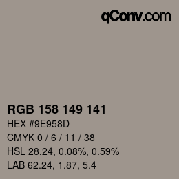Code couleur: RGB 158 149 141 | qconv.com