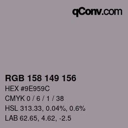 颜色代码: RGB 158 149 156 | qconv.com
