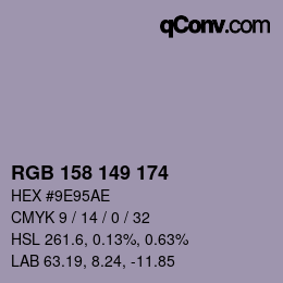 Código de color: RGB 158 149 174 | qconv.com