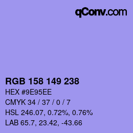 Color code: RGB 158 149 238 | qconv.com