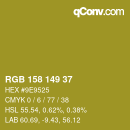 Code couleur: RGB 158 149 37 | qconv.com