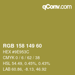 Color code: RGB 158 149 60 | qconv.com