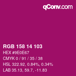 カラーコード: RGB 158 14 103 | qconv.com