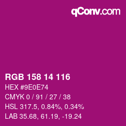 カラーコード: RGB 158 14 116 | qconv.com