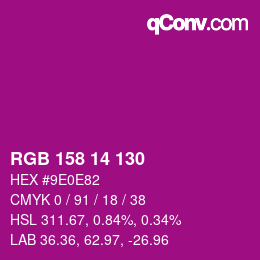 Color code: RGB 158 14 130 | qconv.com