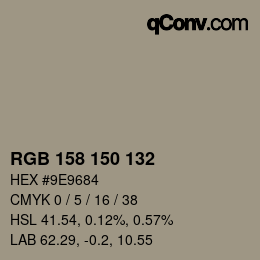 カラーコード: RGB 158 150 132 | qconv.com