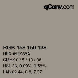 Code couleur: RGB 158 150 138 | qconv.com