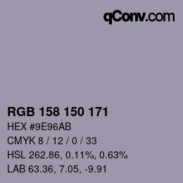 Color code: RGB 158 150 171 | qconv.com