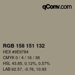 Color code: RGB 158 151 132 | qconv.com