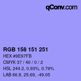 Color code: RGB 158 151 251 | qconv.com