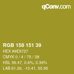 Color code: RGB 158 151 39 | qconv.com
