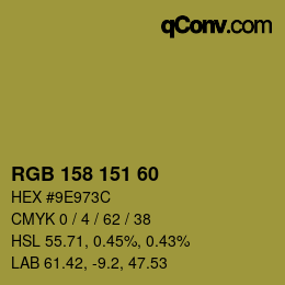 Color code: RGB 158 151 60 | qconv.com