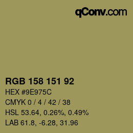 Color code: RGB 158 151 92 | qconv.com
