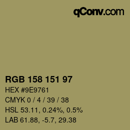 Color code: RGB 158 151 97 | qconv.com