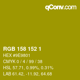 颜色代码: RGB 158 152 1 | qconv.com