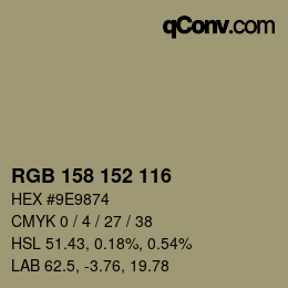 カラーコード: RGB 158 152 116 | qconv.com
